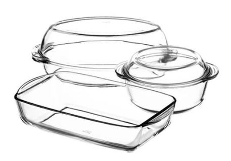 Набор посуды для СВЧ 5 пр (кастрюли с кр1,5л+утятница с кр.1,7л+форма прямоуг.335*193*70мм)